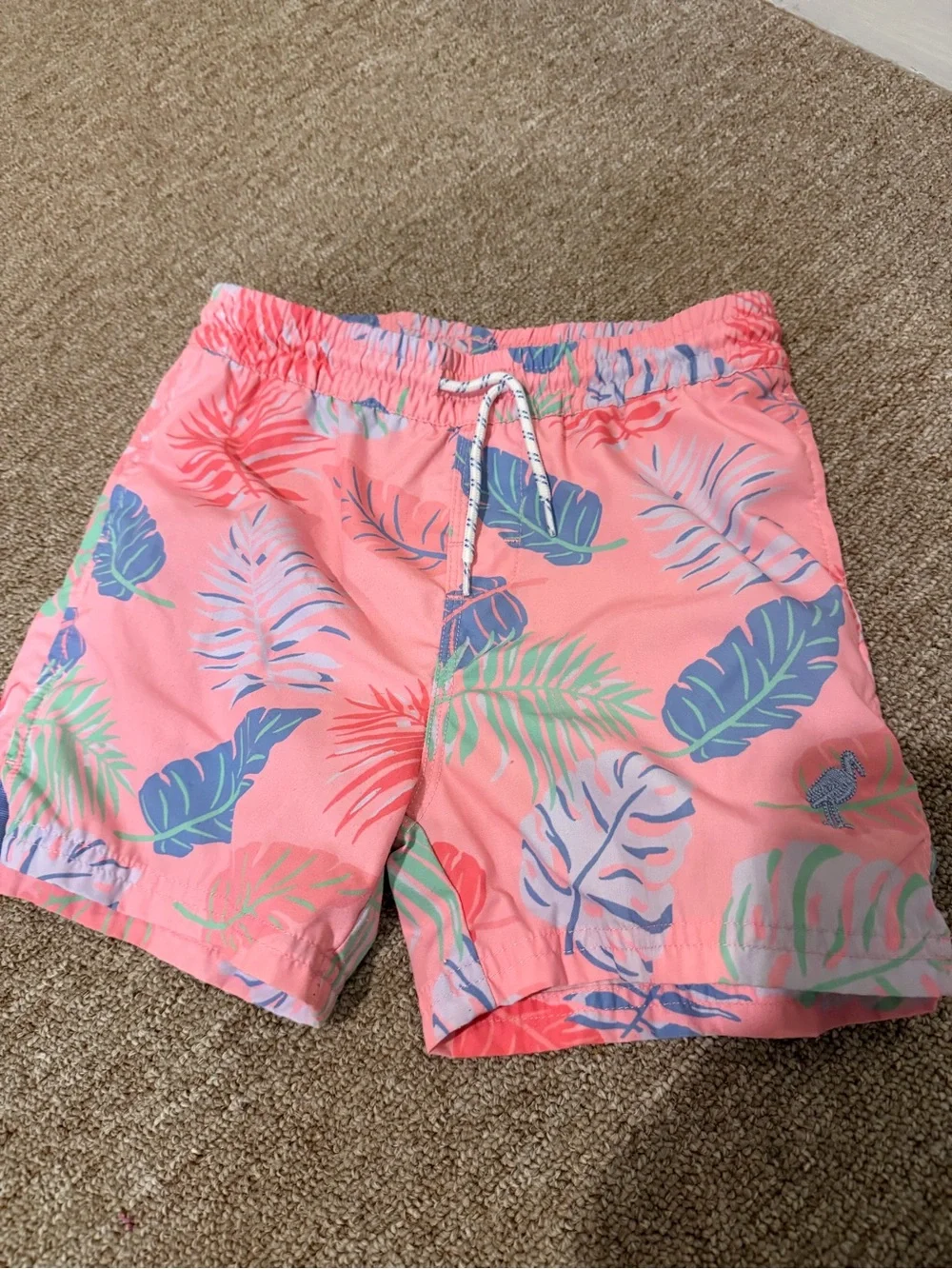 Coral Tropical Print Swim Shorts